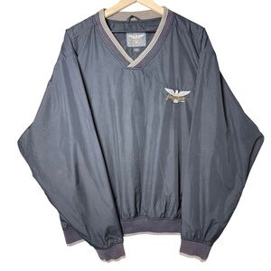 Fenwick Mens Vintage Fishing Pullover V-Neck Windbreaker Black Jacket Size XL